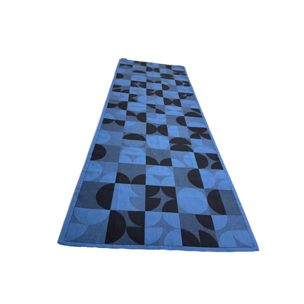 Primrose Bordier for Le‎ Jacquard Francais Electro Blue Black Runner 20 X 59 NWT